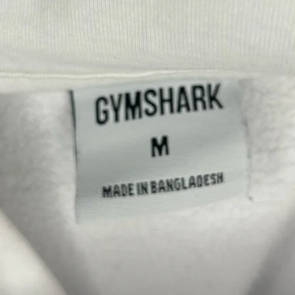 GYMSHARK White Hoodie Black Center Logo Unisex Size Medium Sporty Activewear - Picture 6 of 11